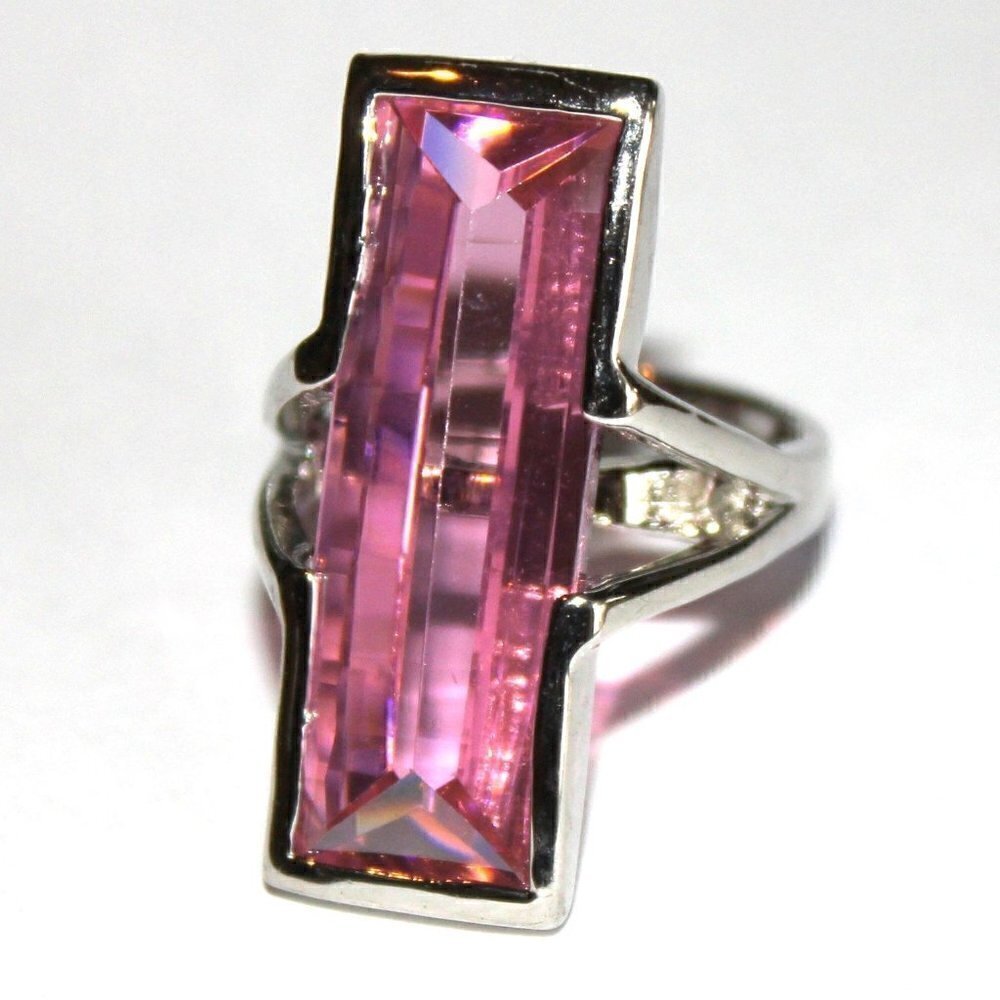 Womens Ladies New Wine Strawberry Champagne Long Geometric Cocktail Pink Ring 7 - Picture 6 of 8